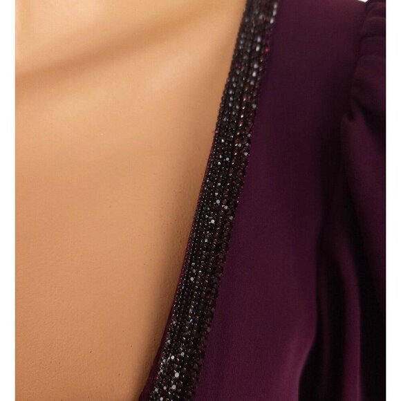 Sachin & Babi Ginny Crystal-trimmed Crepe Gown Size 4 Plum $695 - Picture 5 of 14